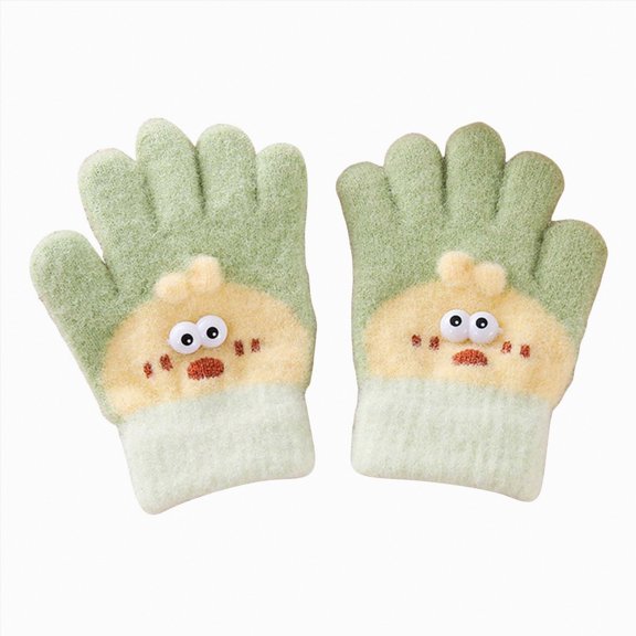 Gvdentm Kids Anti-Skid Magic Gloves Winter Knitted Gloves Full Finger Grip Anti-Slip Children Gloves for Boys Girls(Green,3-6 Years)