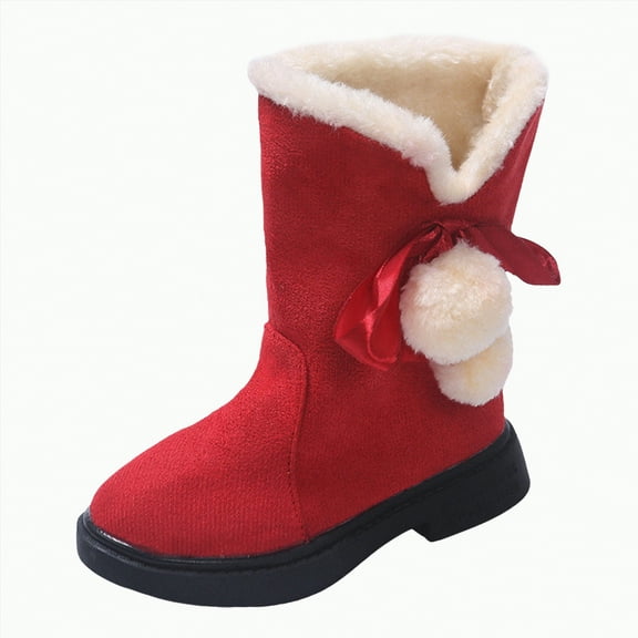 Gvdentm Kids Boots Winter Winter Snow Boots for Boy and Girl Outdoor with Lined(Red,1.5)