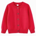 thumbnail image 1 of Gvdentm Kids Boy Girl School Uniform Cardigan Sweaters Long Sleeve Crewneck Basic Solid Button Knitted Cardigan Fall Outerwear Coat Red,3-4 Years, 1 of 4