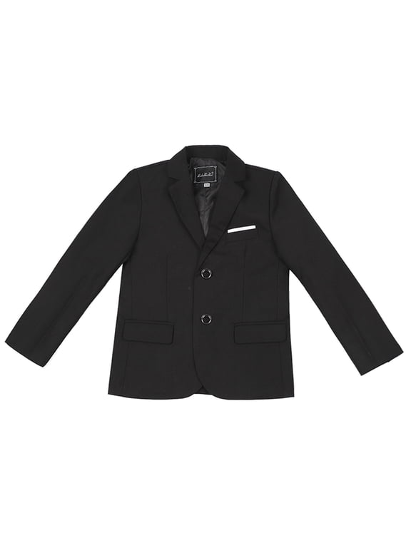 Kids Boys Gentleman Blazer Lapel Long Sleeve two-Button Jacket Outwear Black,13-14 Years