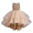 thumbnail image 1 of Gvdentm Kids Party Dress Ruffles Lace Party Wedding Party Wear Dress for Girls Gold,9-10 Years, 1 of 7