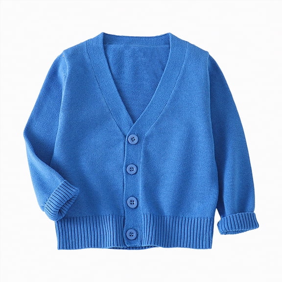 Gvdentm Kids Sweaters Girls Baby Girl Knit Cardigan Sweater Cream Cotton Autumn Coat(Blue,2-3 Years)