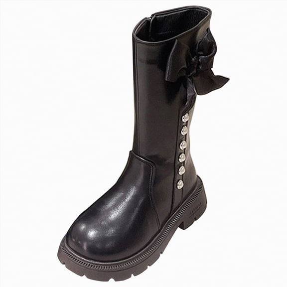 Gvdentm Kids Winter Boots for Girls Toddler Snow Boots Boys Girls Winter Cold Weather Waterproof Non Slip Warm Shoes for Little Kids Boys Work Boots(Black,13.5)
