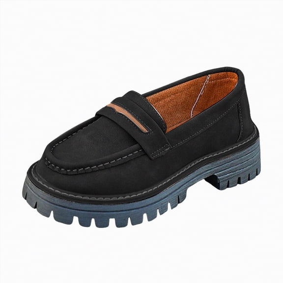 Gvdentm Ladies Shoes Women's Loafers Comfort Slip-Ons Flat Work Shoes Casual Penny Loafers Lady Dress Shoes(Black,7)