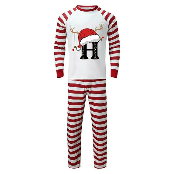 Gvdentm Letter (A-Z) Christmas Family Pajamas Sets, Christmas Family Matching Pajamas Sleepwear Pjs for Family Dad Mom Kids Baby
