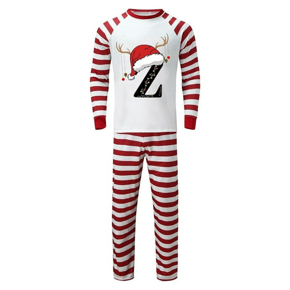 Gvdentm Letter (A-Z) Family Christmas Pjs Matching Sets Christmas Matching Sets Couples Christmas Tree Print Family Pajamas Holiday Jammies for Family Dad Mom Kids Baby