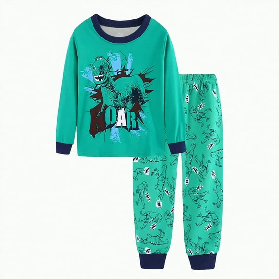 Gvdentm Little Boys Pajamas Toddler Boys Clothes Monster Truck Sleepwear Cotton 2 Pieces Pjs Kids Sets(Green,2-3 Years)