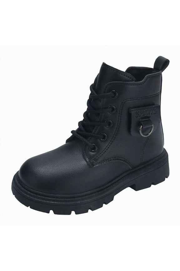 Little Girl Combat Boots Girls Boys Glitter Ankle Boots Side Zipper Combat Shoes With Lace Up for Toddler/Little Kid/Big Kid(Black,11)