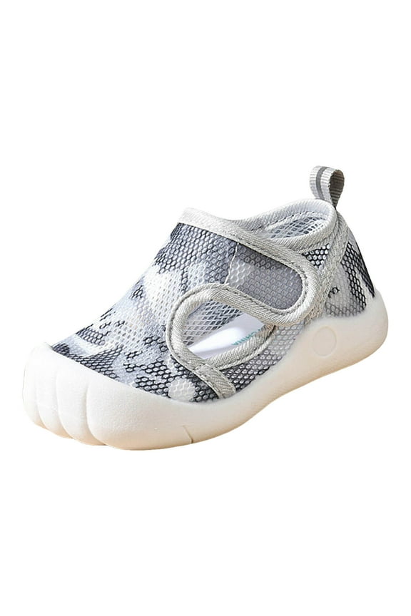 Little Girl Sneakers Toddler Water Shoes Baby Breathable Mesh Non-Slip Sandals Lightweight Beach Shoes(Grey,10-13 Months)