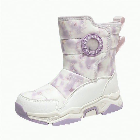 Gvdentm Little Girls Winter Boots Winter Shoes Boys Girls Cold Weather Baby Winter Shoes Toddler Boots Boys(Light Purple,2)