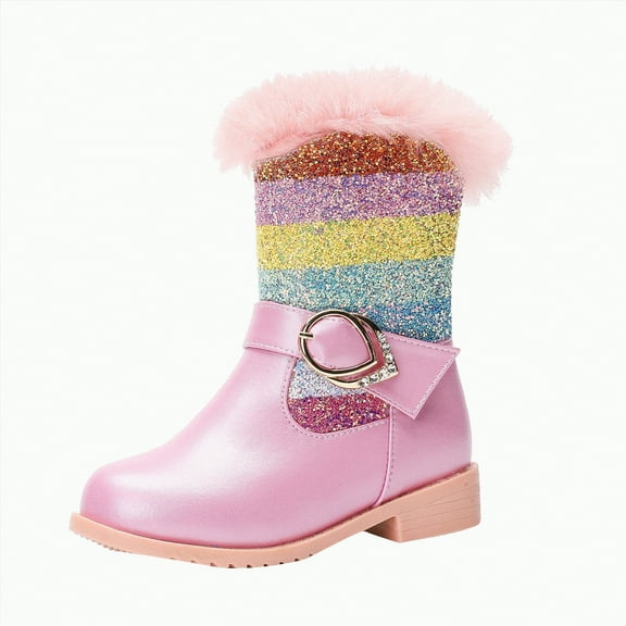 Gvdentm Little Girls Winter Boots Winter Shoes Boys Girls Cold Weather Baby Winter Shoes Toddler Boots Boys(Pink,1)
