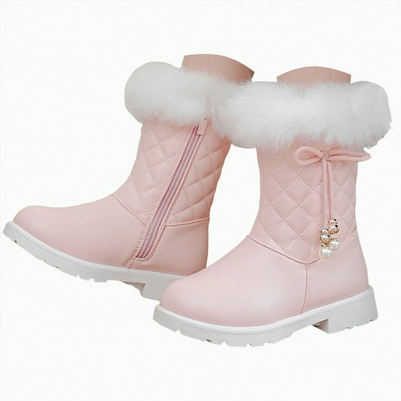 Gvdentm Little Girls Winter Boots Winter Shoes Boys Girls Cold Weather Baby Winter Shoes Toddler Boots Boys(Pink,1)