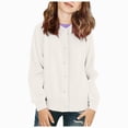 thumbnail image 1 of Gvdentm Little Kid Girls Cardigan Sweaters School Uniforms Cotton Crew Neck Knit Sweater Toddler White,4-5 Years, 1 of 9