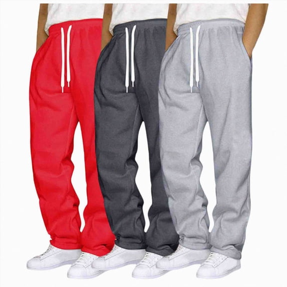 Gvdentm Men's Joggers Sweatpants Open Bottom Straight Leg Casual Loose Fit Running Athletic Jersey Pants with Pockets