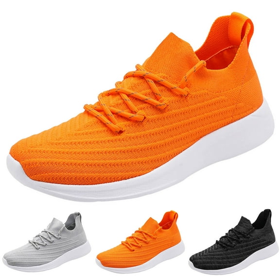 Gvdentm Men's Low-Top Sneakers Casual Sneakers for Men Mesh Lightweight Mens Sneakers Orange,8.5