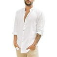 thumbnail image 1 of Gvdentm Men's Shirt Solid Plain Roll-Up Sleeve Summer Beach Shirts for Gentleman White,3XL, 1 of 6