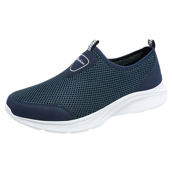 Gvdentm Men's Slip-On Sneakers Elastic Cloth Men's Sneakers Lightweight Athletic Sneakers Blue,9