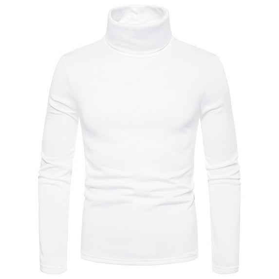 Gvdentm Men's Turtle Neck Shirts Slim Fit Basic T-Shirt Lightweight Ribbed Pullover Sweater White Size S