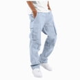 thumbnail image 1 of Gvdentm Mens Cargo Pants Open Bottom Baggy Elastic Waist Straight Leg Drawstring Athletic Sport Sweat Jogger Pants Size XL, 1 of 8