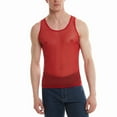 thumbnail image 1 of Gvdentm Mens Muscle Shirts Men's Mesh Fishnet Muscle Top See Through Shirts Fitted Crew Neck Tee Clubwear Red M, 1 of 8