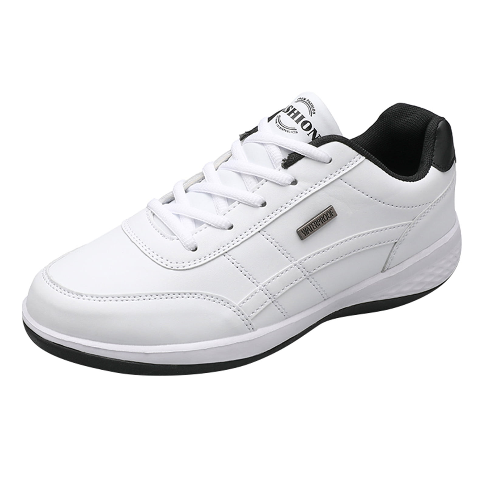 Mens Non Slip Walking Sneakers Walking Shoes for Men Canvas Lightweight Lace-Up Shoes White,11