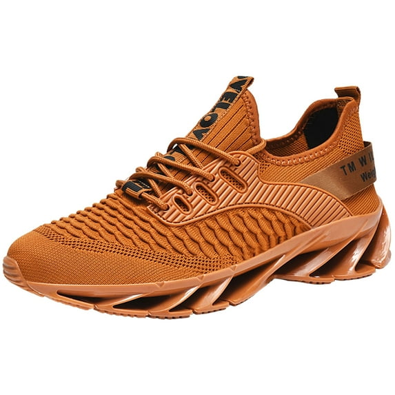 Gvdentm Mens Shoes Casual Running Non Slip Shoes Mesh Breathable Athletic Sports Walking Gym Work Sneakers for Men Slip on Brown,8