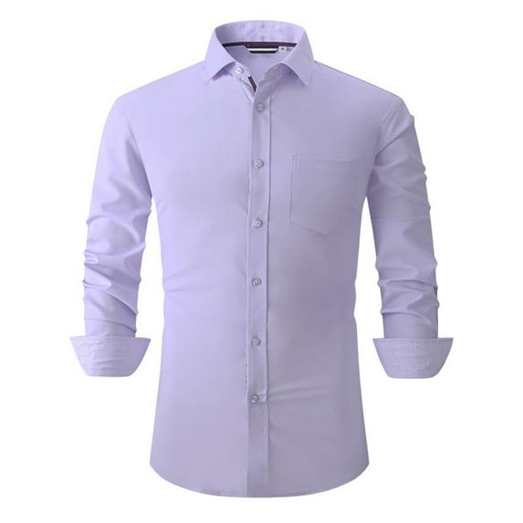 Gvdentm Mens Slim Fit Men's Polo Shirts Casual Golf Shirt Long Sleeve Tops G09-Purple,XL
