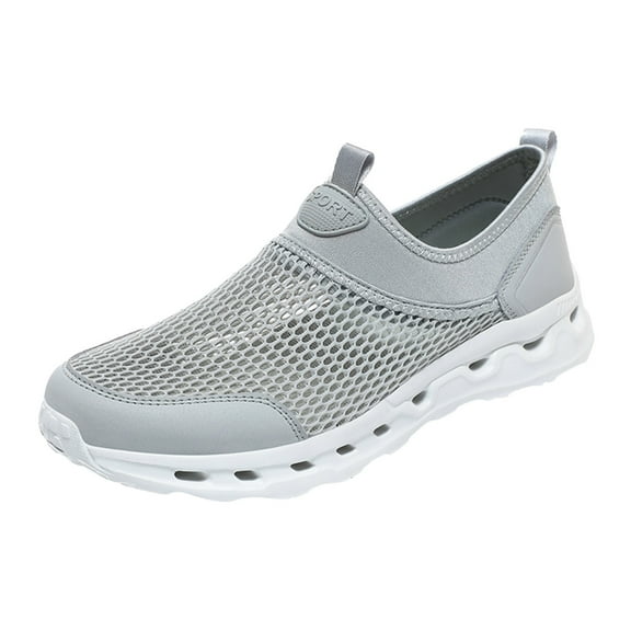 Gvdentm Mens Slip on Sneakers Running Non Slip Shoes Mesh Breathable Athletic Sports Walking Gym Work Shoes Men Grey,10