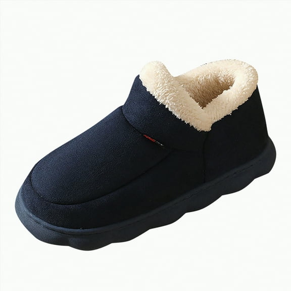 Gvdentm Mens Slippers Wide Width Soft Slippers House Slippers Flip Shoes for Womens Womens Warm Men Flop Plush Slippers for Women(Navy,5.5)
