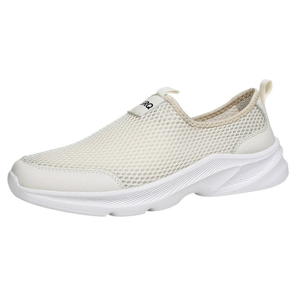 Gvdentm Mens Sneakers Walking Shoes Lightweight Breathable Non Slip Mesh Comfortable Slip on Fashion Sneakers for Men Slip on Beige,11