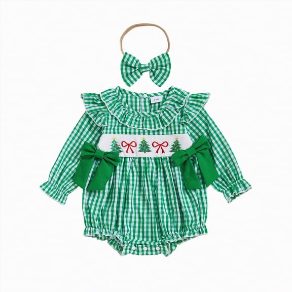 Gvdentm My First 1st Birthday Outfit Baby Girl 1 Year Old Clothes One Bubble Romper Onesie Smocked Outfits(Green,3-6 Months)
