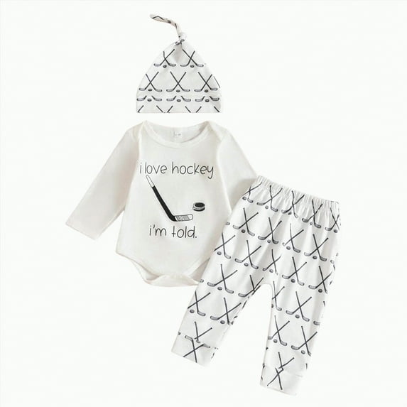 Gvdentm Newborn Baby Boy Fall Clothes, Long Sleeve Letter Printed Rompers Plaid Pants Hat Outfits Clothing Set 0-18 Months(White,6-12 Months)