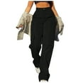 thumbnail image 1 of Gvdentm Parachute Pants for Women Baggy Cargo Pants Womens Baggy Low Waist Y2K Pants with Pockets Relaxed Jogger Black,S, 1 of 5
