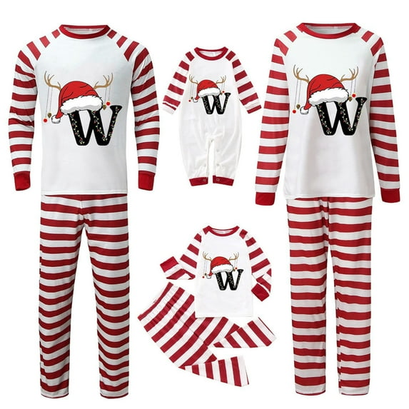 Gvdentm Pattern A-Z Christmas Family Pajamas Matching Sets Christmas Pjs Sets Xmas Jammies Sleepwear Family Christmas Pajamas for Women Men Kids Girls