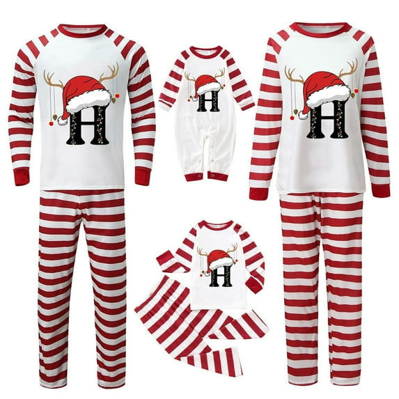 Gvdentm Pattern A-Z Pajamas Christmas Family Christmas Pjs Sets Xmas Jammies Sleepwear Christmas Family Matching Pajamas Parent-Child Outfit