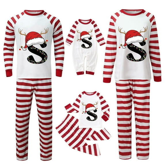 Gvdentm Pattern A-Z Pajamas Christmas Family Chrstmas Gift PJ Sets Family Christmas Pajamas Matching Sets for Baby Adults Kids