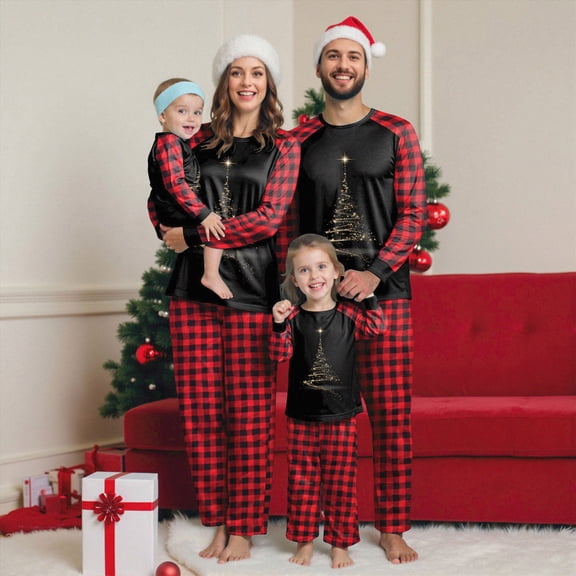 Gvdentm Pattern Matching Pajamas for Family Christmas Elf Pjs Holiday Xmas Jammies Set Family Matching Pajamas Christmas for Women Men Couples(Red,M)