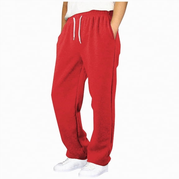 Gvdentm School Uniform for Boys Baggy Sweatpants for Boys Loose Fit Straight Leg Cargo Sweat Pants Elastic Waist Trousers Streetwear with Pockets(Red,9-10 Years)