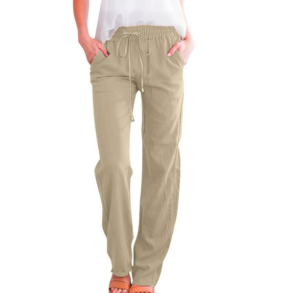 Gvdentm Scrub Pants Women's Casual Loose Pocket Wide Leg Pants Trousers for Women (Beige,S)
