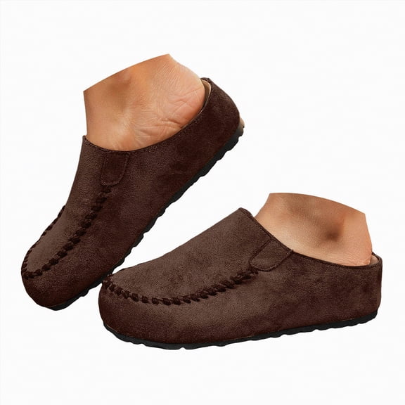 Gvdentm Slip On Shoes Women Dressy Leather Flats for Women Comfortable Square Toe Slip On Flats Soft Work Flats Retro Mary Jane Flats(Brown,9.5)