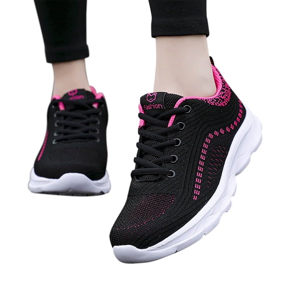 Gvdentm Slip on Running Shoes Women Lightweight Breathable Anti-Slip Shoes Women Hot Pink,8