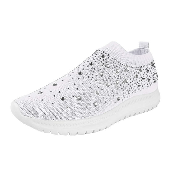 Gvdentm Slipon Sneakers for Women Canvas Sneakers Loafers Non Slip Shoes Low Top Shoes Women White,6.5
