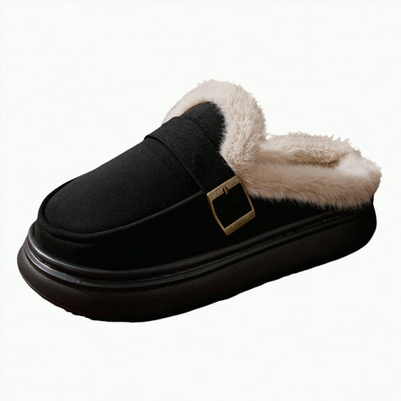 Gvdentm Slippers Mens Slip on Indoor Warm Winter House Slippers Women's Bedroom Slippers Shoes Slippers for Woman(Black,6.5)