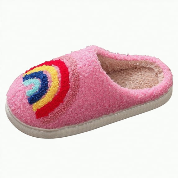 Gvdentm Slippers for Kids Girls Fuzzy Cute Slippers Fluffy Cartoon Plush Fall Winter Slippers Warm Cozy Soft Indoor Non-Slip Shoes(Pink,10.5)