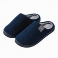 thumbnail image 1 of Gvdentm Slippers for Men and Womens Cozy Memory Foam Slippers Two-Tone Slip On Couples House Shoes Bedroom Indoor(Navy,10), 1 of 4