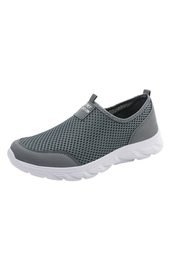 Sneakers for Men Non Slip Work Shoes for Men Cotton Fabric Men's Crossbar Slip-on Sneaker Wide Width Available Men Sneakers Grey,9