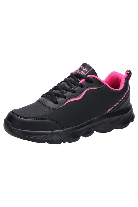 Sneakers for Women Leather Suede Patchwork Casual Lace Up Non-Slip Comfortable Fashion Sneakers Women Footwear PU Comfy Shoes Hot Pink,7.5