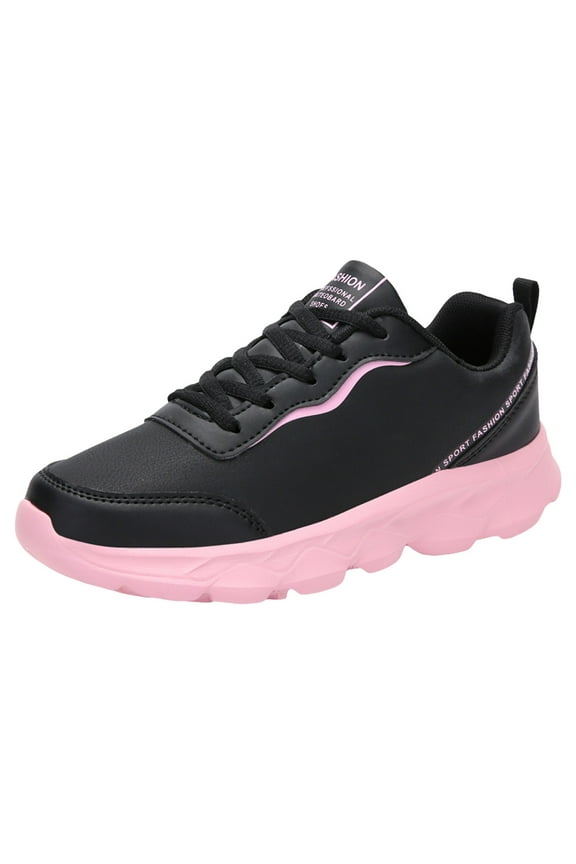 Sneakers for Women Leather Suede Patchwork Casual Lace Up Non-Slip Comfortable Fashion Sneakers Women Footwear PU Comfy Shoes Pink,8