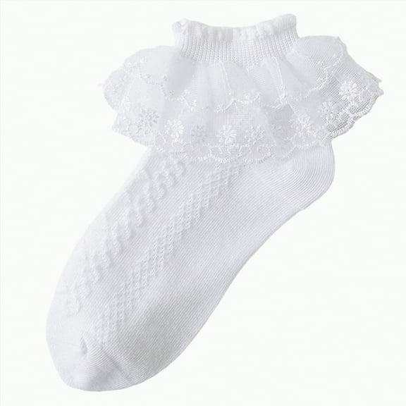 Gvdentm Socks Toddler Girls Ruffle Socks Toddler 4-Layer Big Fluffy Lace Frilly Dress Socks Turn Cuff Fancy Pageant Sock Little Girl Kids|White 1-3 Years