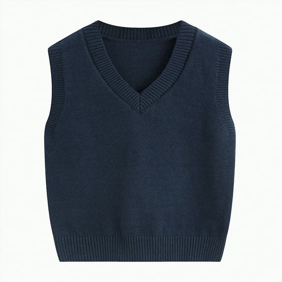 Gvdentm Sweater Clothes for Girls Boys Sweater Vest Unisex Cable Knit Cotton Toddler Uniform Vest for Little Big Childrens Kids Teenage Girls(Navy,6-7 Years)